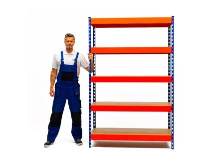 Regál 2160x1200x800 mm PROFESIONÁLNÍ lakovaný 5-policový, nosnost 2000 kg - MODRO-ORANŽOVÝ 01
