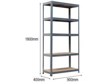 5115 4 mega hit regal 180x90x40 cm lakovany 5 policovy nosnost 875 kg sedy